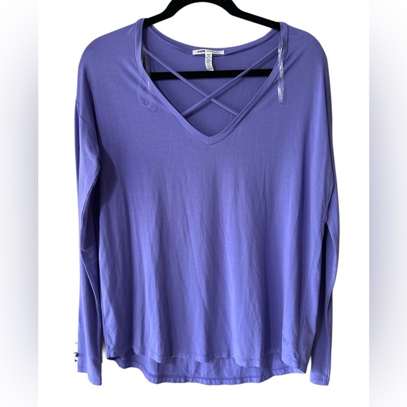 PINK Victoria's Secret Lavender Crisscross Long Sleeve Blouse - Picture 1 of 3